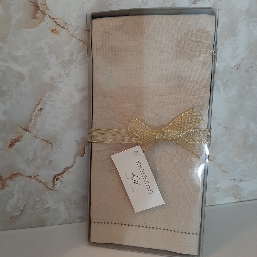 *Lamont Home Guest Towel Set Linen Cotton Blend Natural
